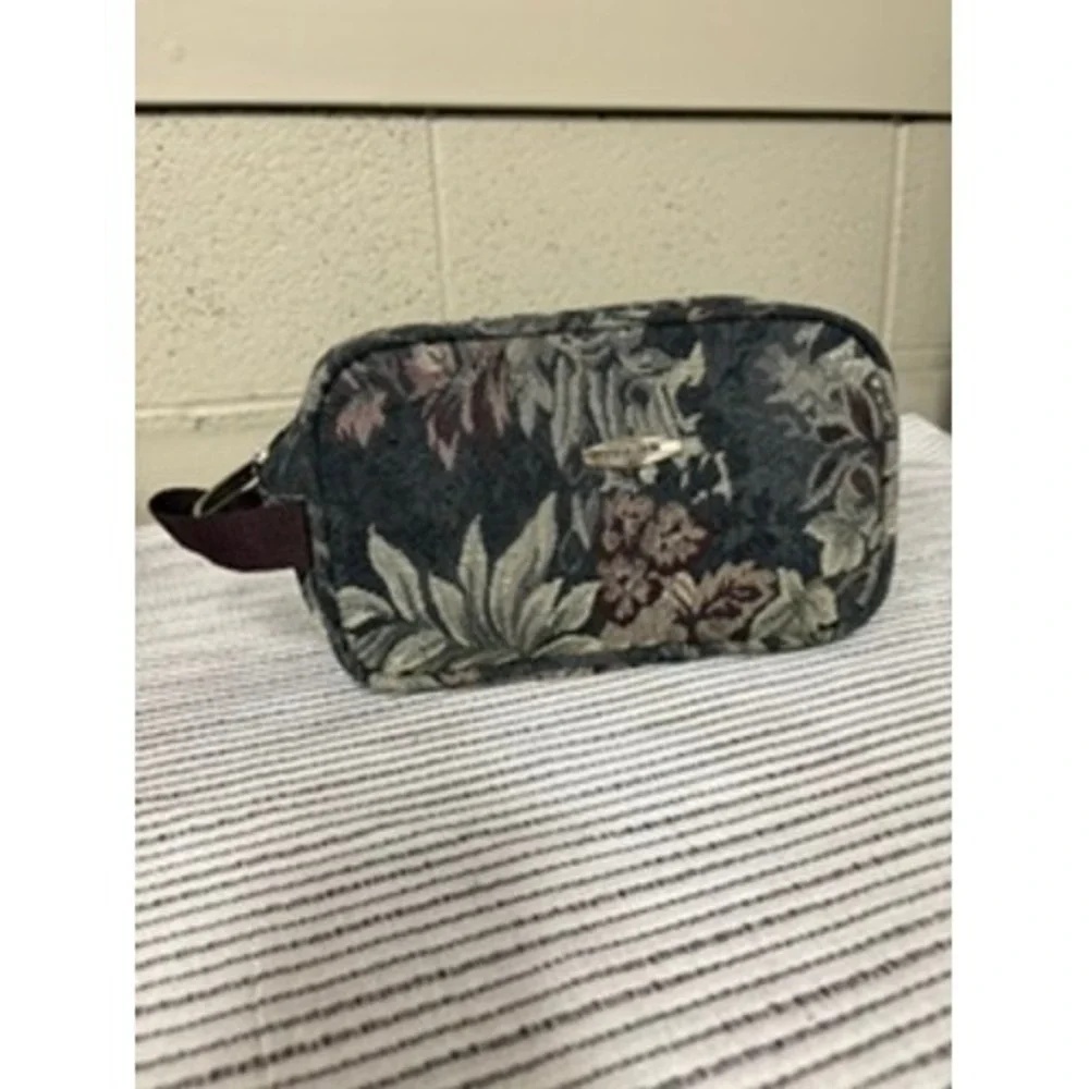 Vintage Pierre Cardin Floral Tapestry Toiletry Bag Travel Cosmetic Pouch Shave